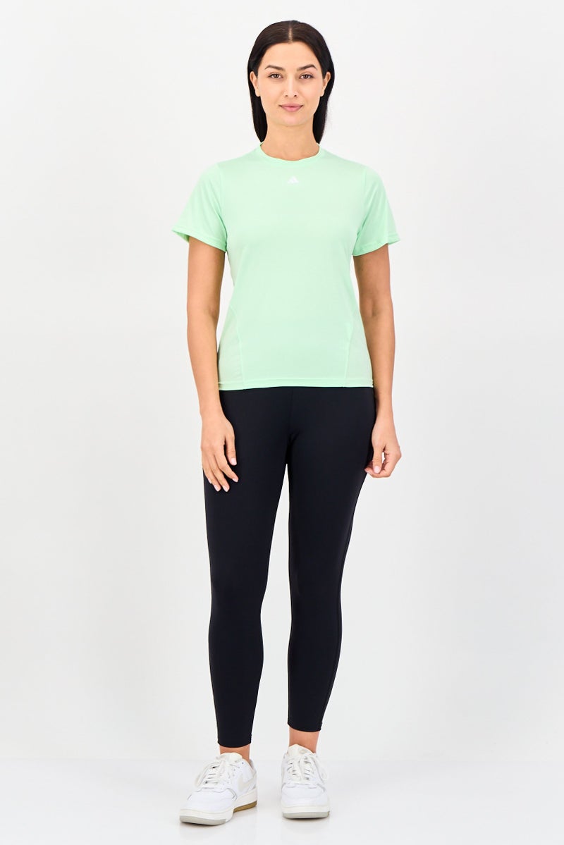 Adidas Women Sportswear Fit Short Sleeve Training T-Shirt, Lime Green - Image 2